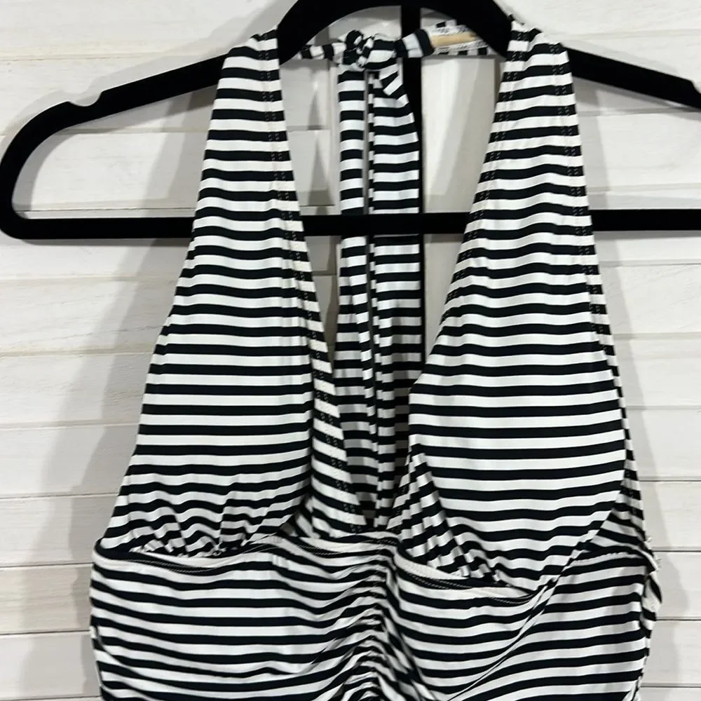 Tart Swimsuit Large Striped Halter One Piece Black & White
